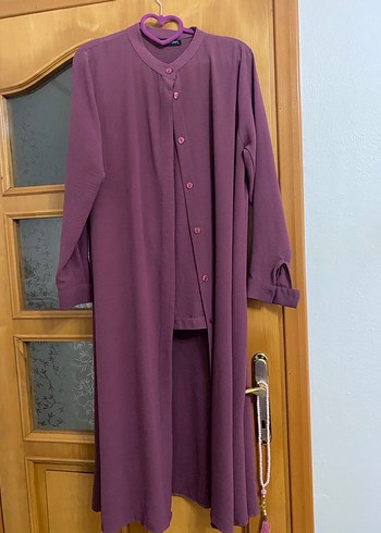 Düğmeli lila ikili takım Tunik, Uzun Kollu - Görsel 3