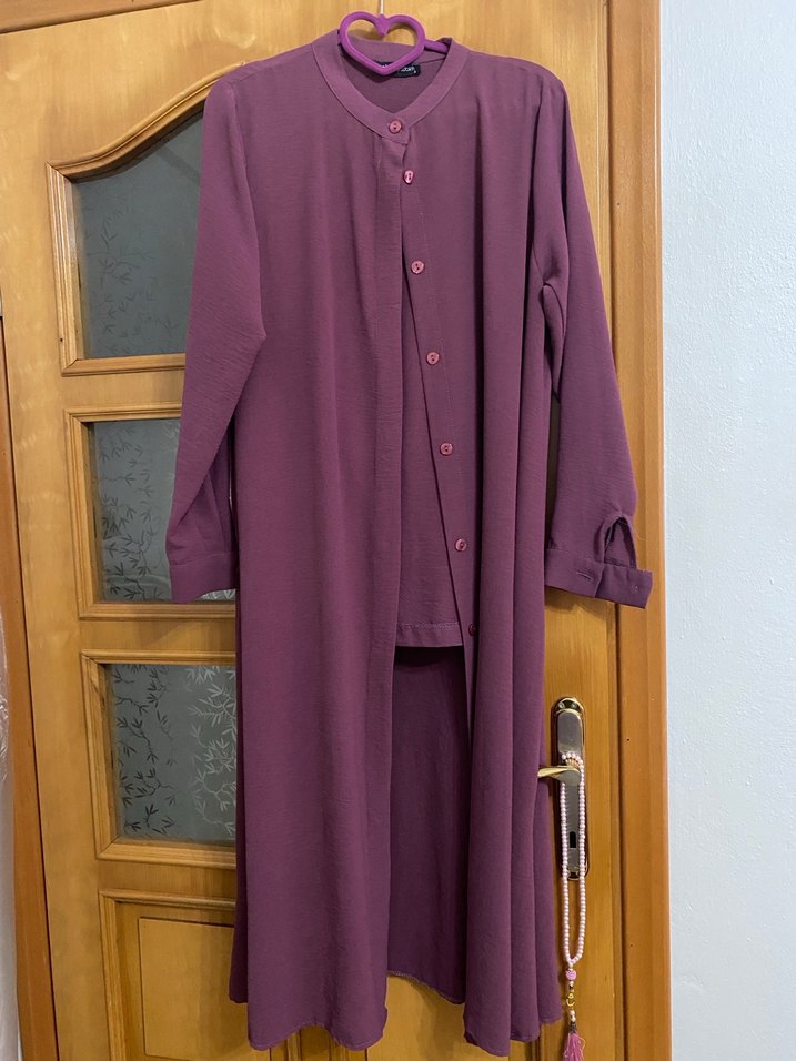 Düğmeli lila ikili takım Tunik, Uzun Kollu - Görsel 4