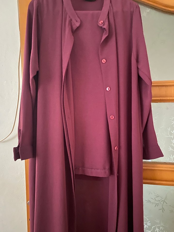 Düğmeli lila ikili takım Tunik, Uzun Kollu - Görsel 2