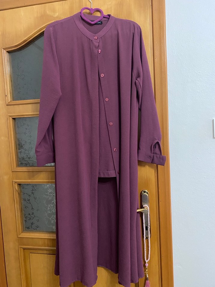 Düğmeli lila ikili takım Tunik, Uzun Kollu - Görsel 3