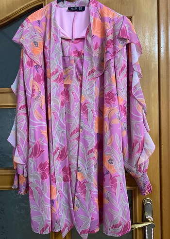 Pembe Drapeli Bohem Uzun Bluzu - Görsel 2