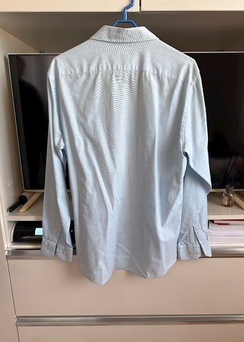 Mavi Pamuklu Uzun Kollu Erkek Gömlek - Görsel 2