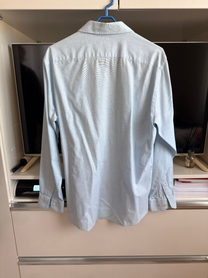 Mavi Pamuklu Uzun Kollu Erkek Gömlek - Görsel 2