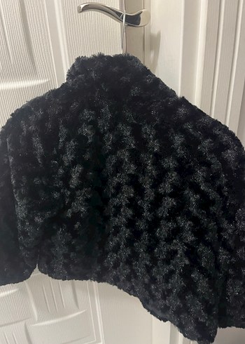 Siyah Kadın Kürk Detaylı Midi Ceket - Görsel 8