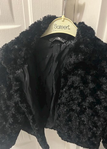 Siyah Kadın Kürk Detaylı Midi Ceket - Görsel 7