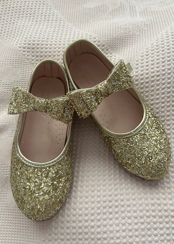 Kız Çocuk Altın Renkli Parlak Babet Ayakkabı - Görsel 6