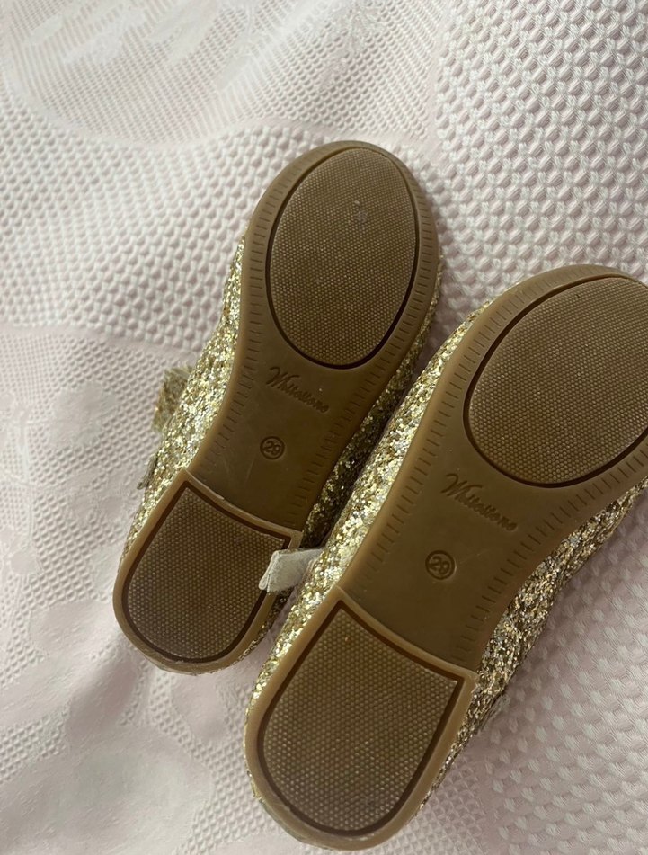 Kız Çocuk Altın Renkli Parlak Babet Ayakkabı - Görsel 5