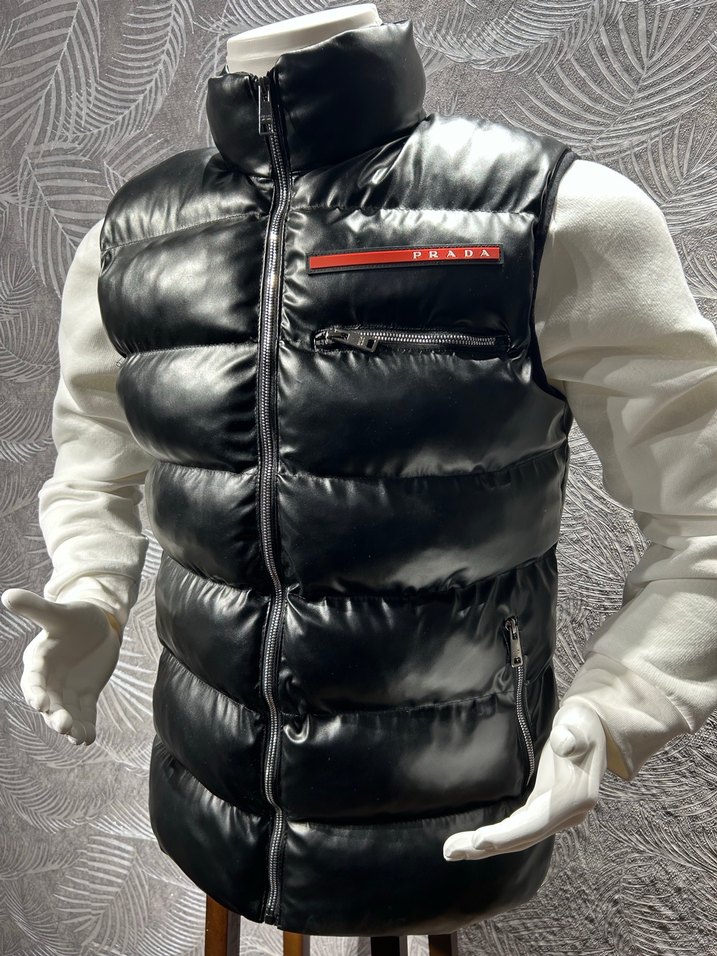 Prada, Fermuarlı Erkek Parlak Yelek - Görsel 2