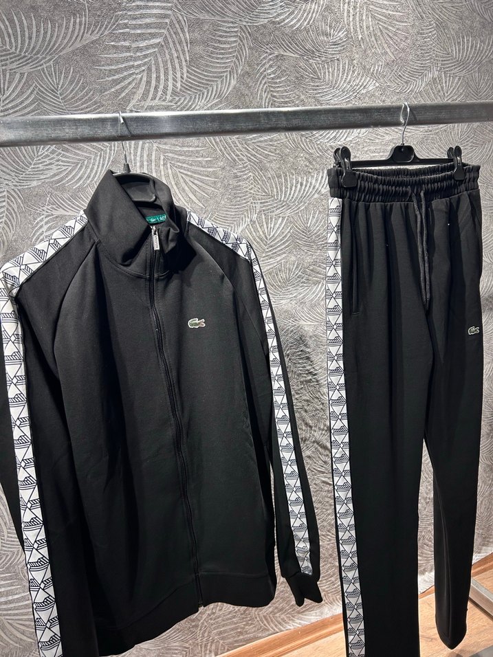 Lacoste Erkek Siyah Fermuarlı Eşofman Takımı - Görsel 3