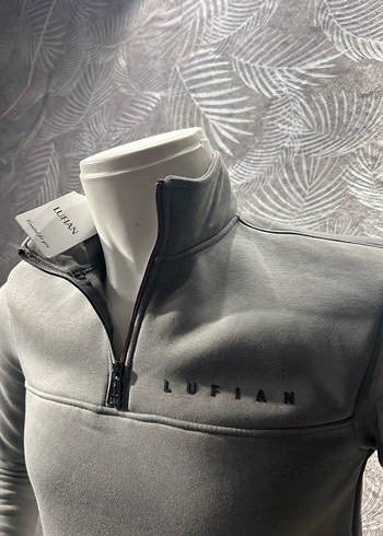 Lufian Fermuarlı Yarım Boğazlı 3 iplik pamuklu Erkek Sweatshirt - Görsel 3