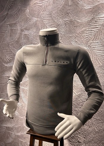 Lufian Fermuarlı Yarım Boğazlı 3 iplik pamuklu Erkek Sweatshirt - Görsel 2