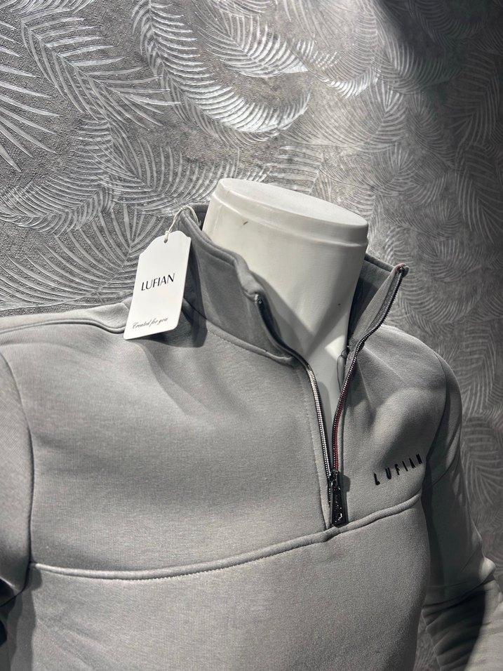 Lufian Fermuarlı Yarım Boğazlı 3 iplik pamuklu Erkek Sweatshirt - Görsel 4