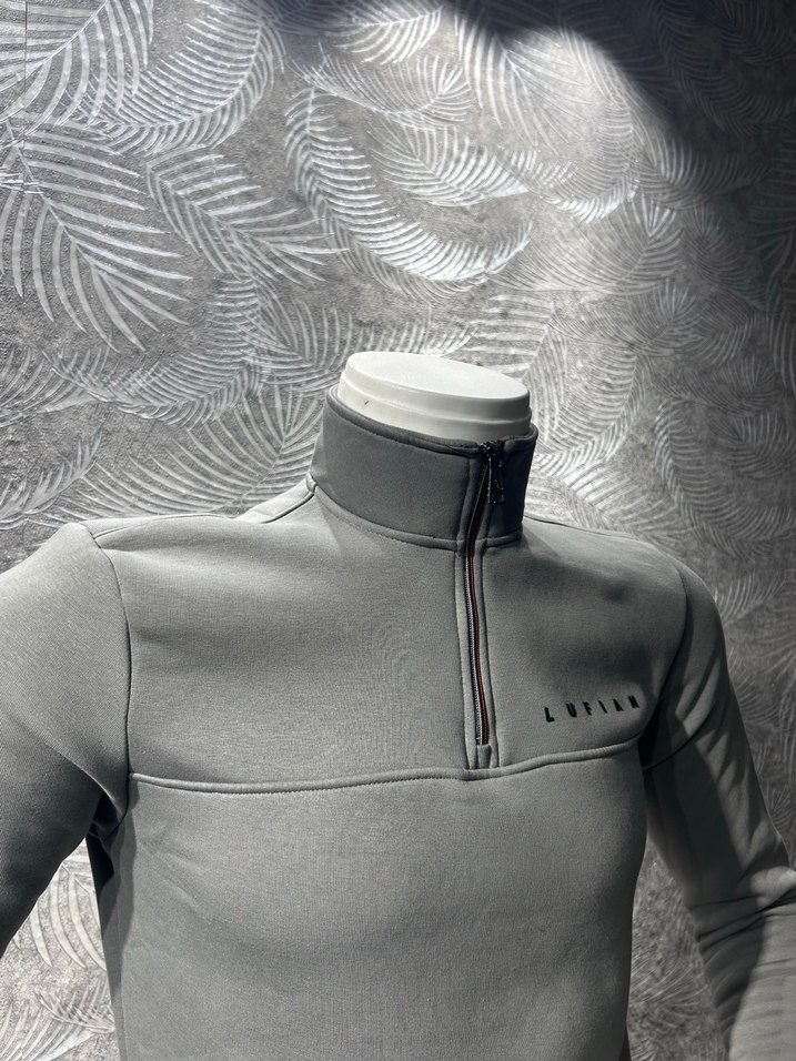 Lufian Fermuarlı Yarım Boğazlı 3 iplik pamuklu Erkek Sweatshirt - Görsel 5