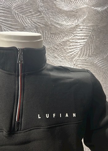 Lufian Erkek Siyah Yarım Fermuarlı Üç İplik Pamuklu Sweatshirt. - Görsel 4