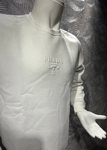 Prada Beyaz 3 iplik pamuklu Erkek Sweatshirt - Görsel 5