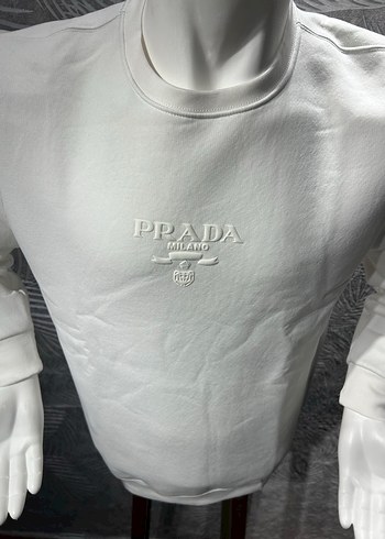 Prada Beyaz 3 iplik pamuklu Erkek Sweatshirt - Görsel 3