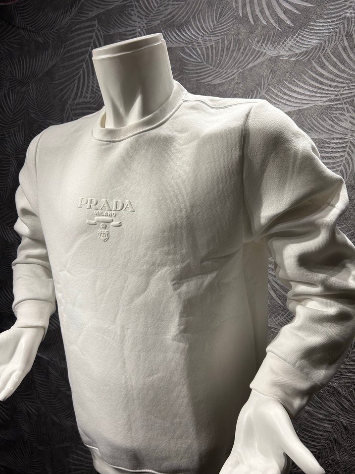 Prada Beyaz 3 iplik pamuklu Erkek Sweatshirt - Görsel 2