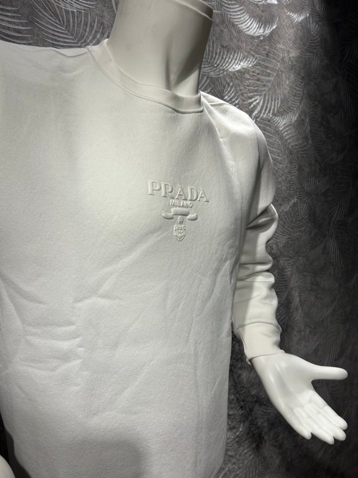 Prada Beyaz 3 iplik pamuklu Erkek Sweatshirt - Görsel 5
