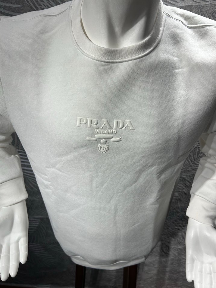 Prada Beyaz 3 iplik pamuklu Erkek Sweatshirt - Görsel 3