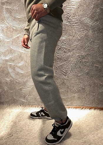 Gri Nike 3 iplik içi pamuklu paçadan ayarlamalı eşofman - Görsel 4