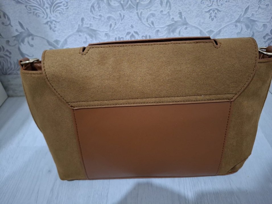 Bej Süet Kadın Çanta Tokalı - Görsel 2