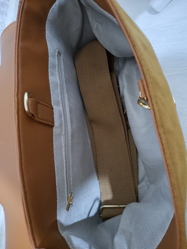 Bej Süet Kadın Çanta Tokalı - Görsel 3