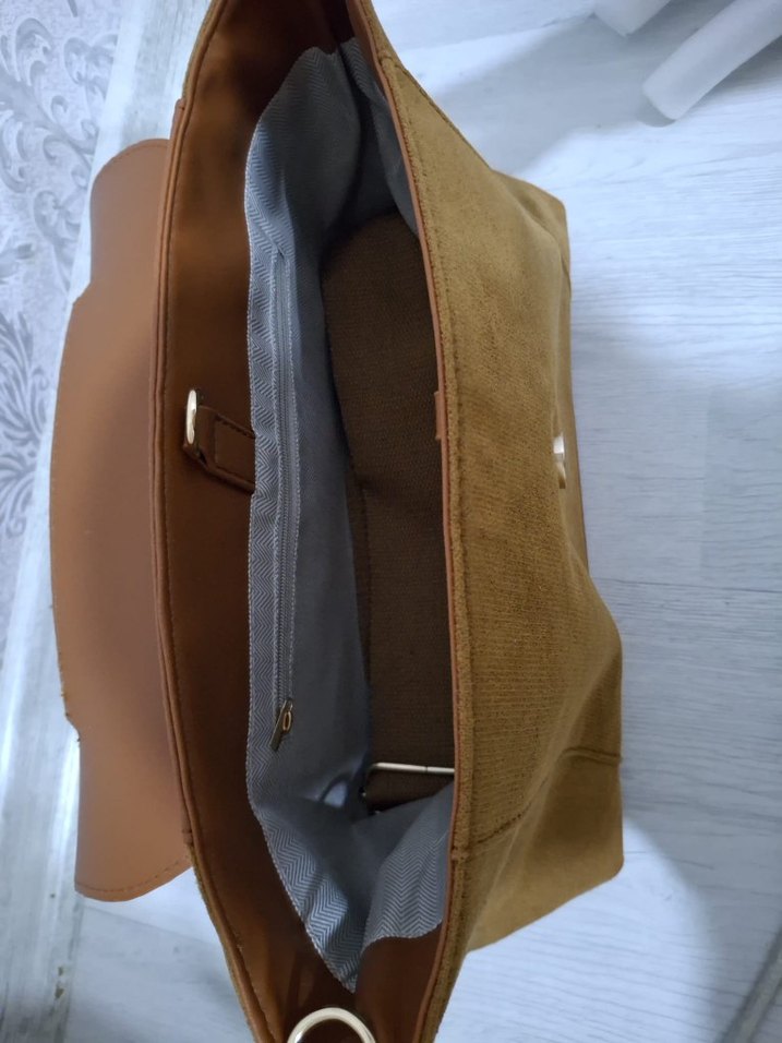 Bej Süet Kadın Çanta Tokalı - Görsel 4