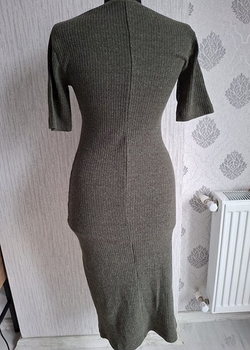 Haki Kadın Kısa Kollu Triko Elbise - Görsel 2