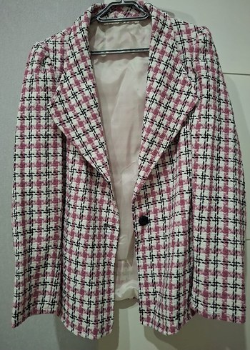 Pembe Desenli Kadın Blazer Ceket - Görsel 3