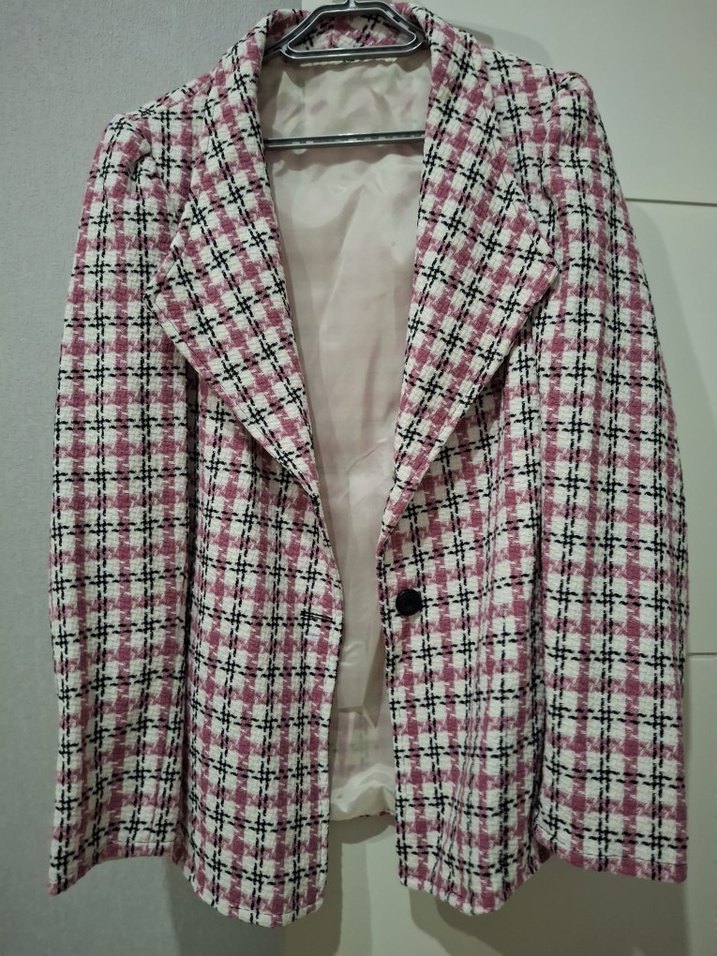 Pembe Desenli Kadın Blazer Ceket - Görsel 3