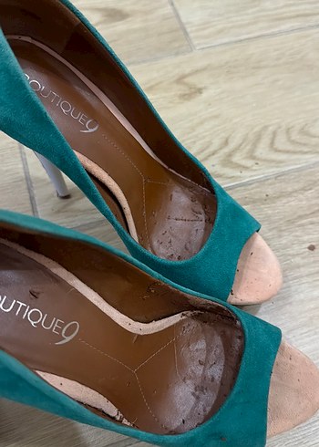 Turkuaz Süet Dolgu Topuklu Kadın Stiletto - Görsel 4