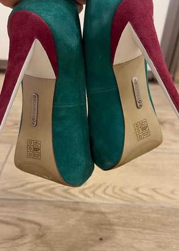 Turkuaz Süet Dolgu Topuklu Kadın Stiletto - Görsel 3