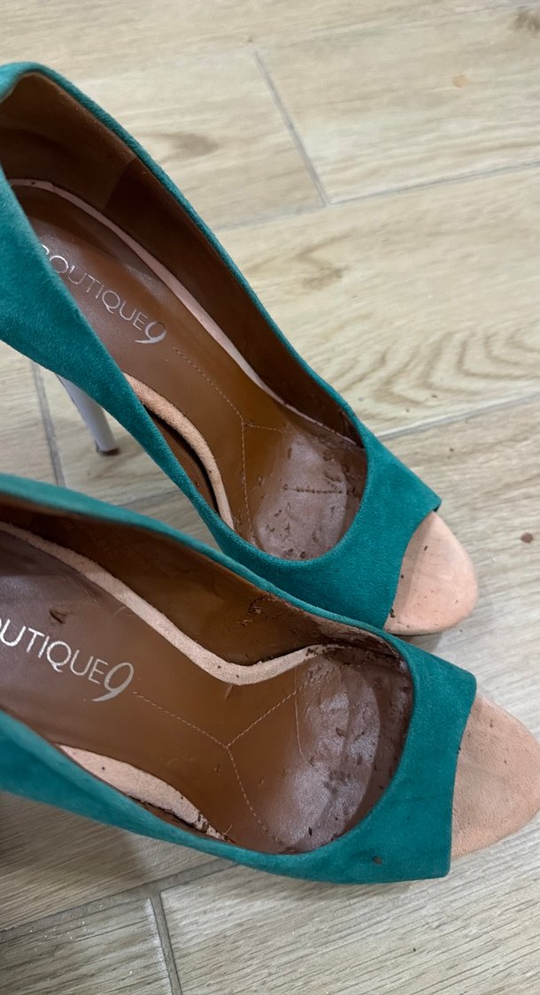 Turkuaz Süet Dolgu Topuklu Kadın Stiletto - Görsel 4