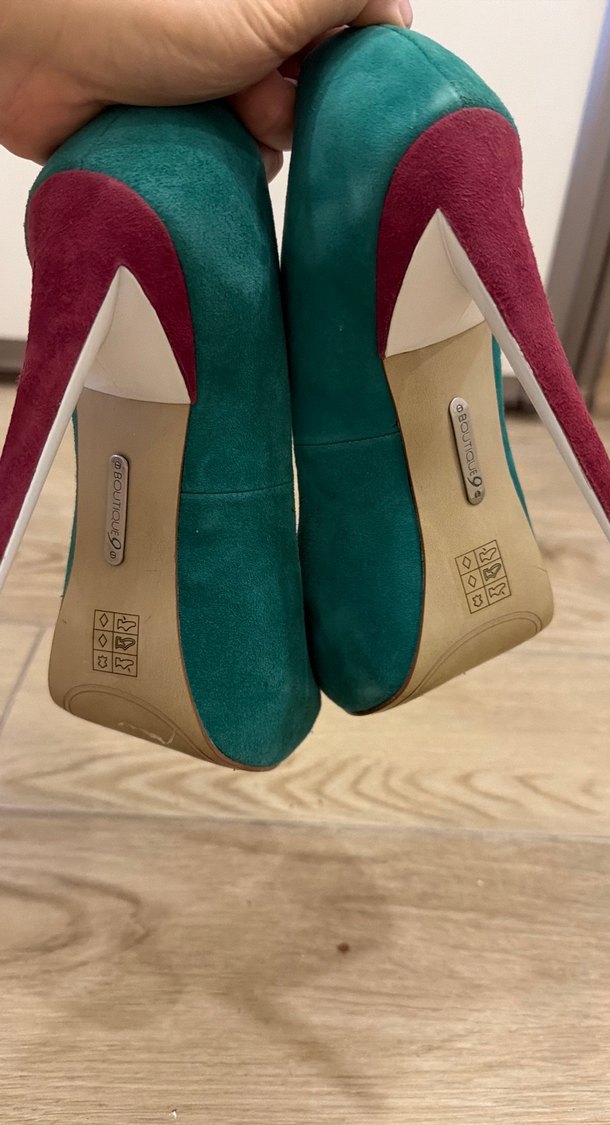 Turkuaz Süet Dolgu Topuklu Kadın Stiletto - Görsel 3