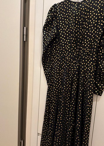 Uzun Kollu Puantiyeli Kadın Elbise - Görsel 4