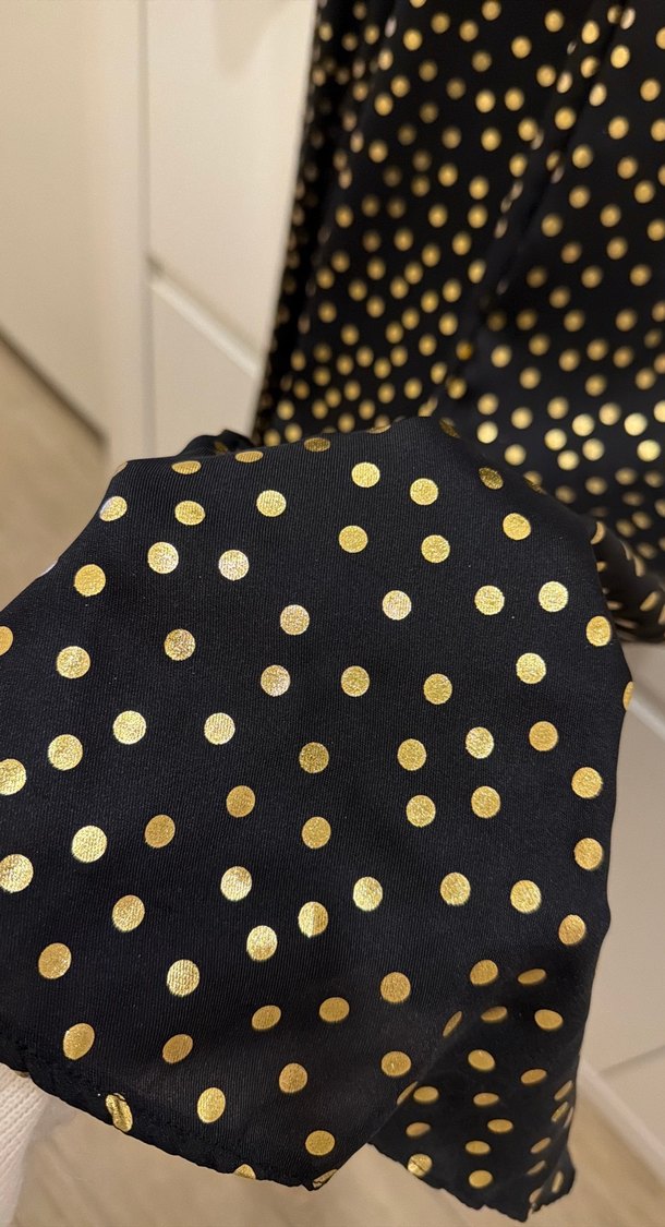 Uzun Kollu Puantiyeli Kadın Elbise - Görsel 2