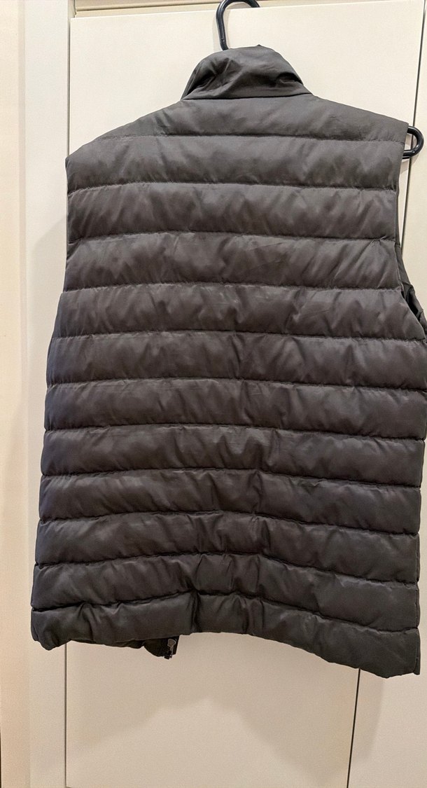 Gri Deri Yelek, Yüksek Yaka, Fermuarlı - Görsel 3