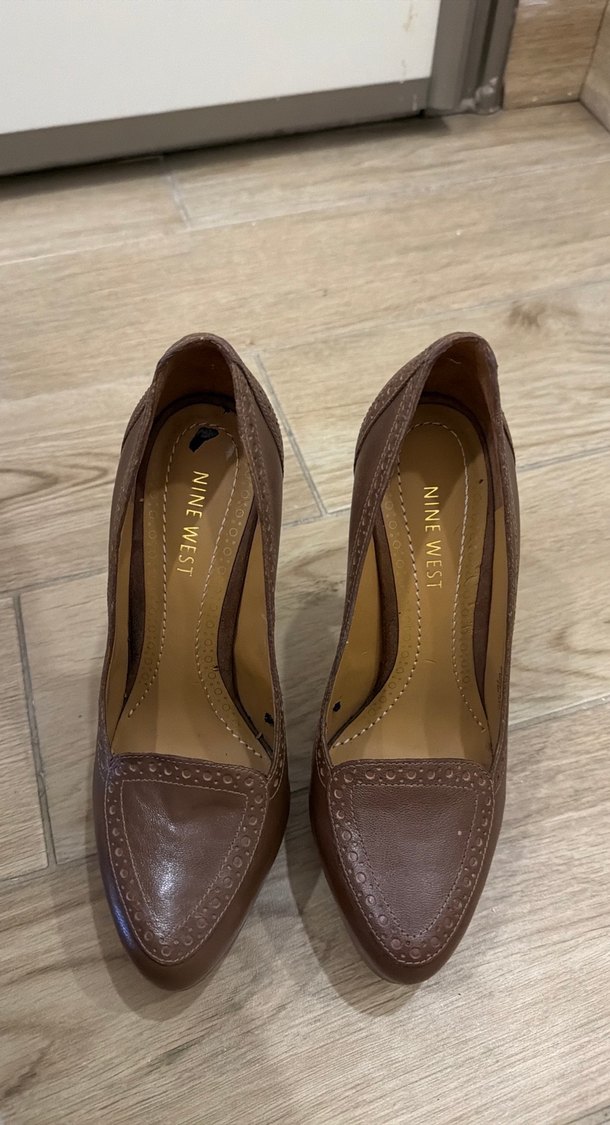 Nine West Kahverengi Deri topuklu ayakkabı - Görsel 5