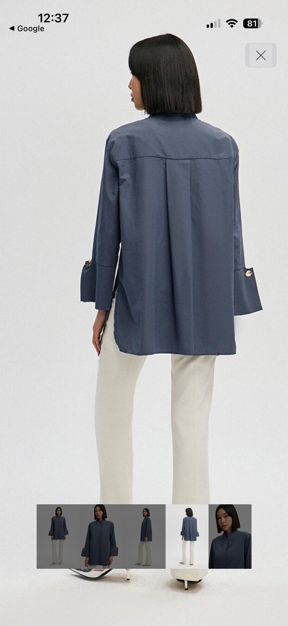 SATILDI!!
Touche prive Düğmeli Gri Kadın Gömlek - Görsel 2