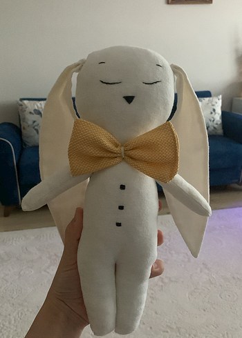 Pastel Renkli Beyaz Tavşan Oyuncak Bebek/ Uyku Arkadaşı - Görsel 2