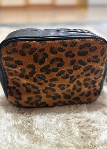 Kahverengi Leopar Desenli Kürklü Deri Çanta - Görsel 2