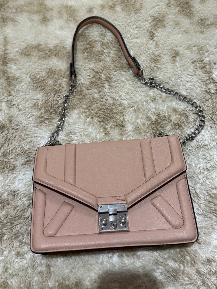 Bej Deri Zincir Detaylı Kadın Çanta - Görsel 2