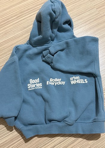 Erkek Kapüşonlu Mavi Sweatshirt - Görsel 3