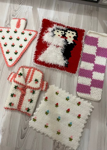 Renkli El Örgüsü Banyo Lifleri - Görsel 2