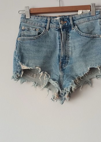 Düğmeli, Bol Kesim Kadın Mini Kot Şort - Görsel 2