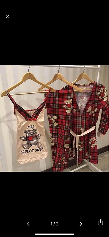 Ayıcık desenli 3?lü pijama takımı