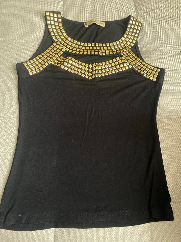 Taşlı dekolteli bluz - Görsel 2