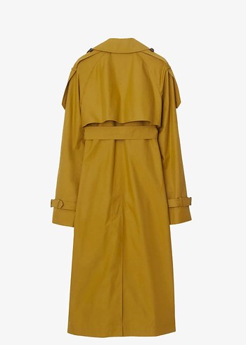 Parlak Bej Kemerli Uzun Trençkot - Görsel 2