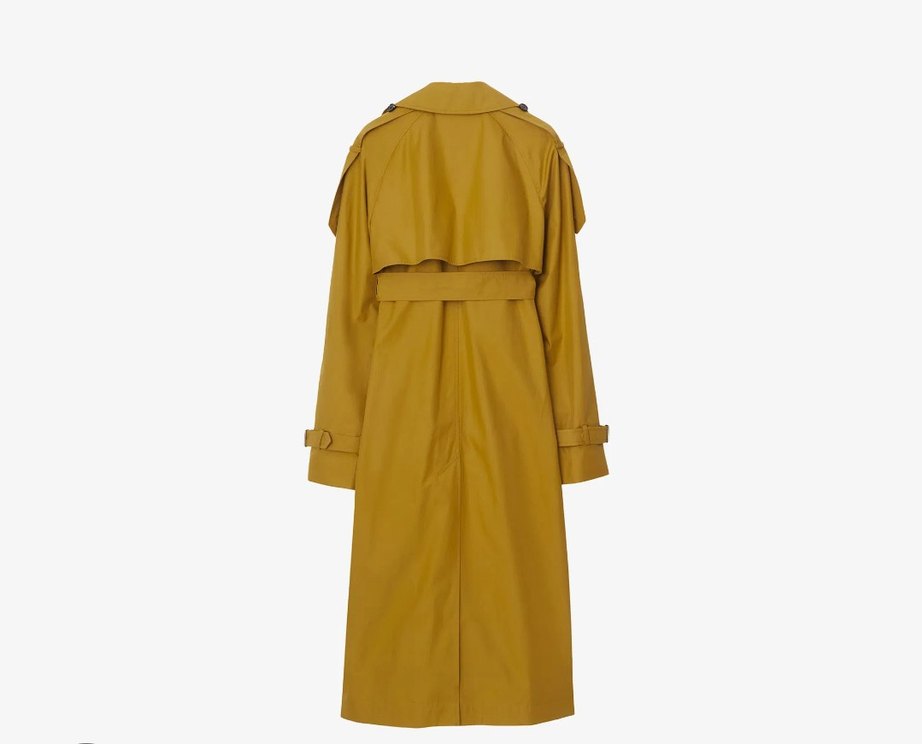 Parlak Bej Kemerli Uzun Trençkot - Görsel 2