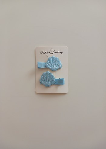 Mavi Deniz Kabuğu Çocuk Toka Seti - Görsel 2